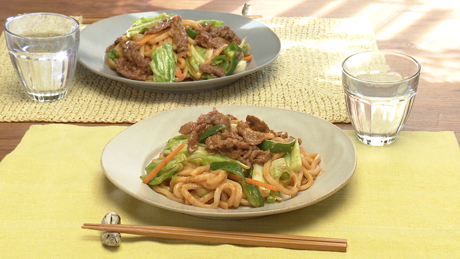 牛肉の甘辛焼きうどん