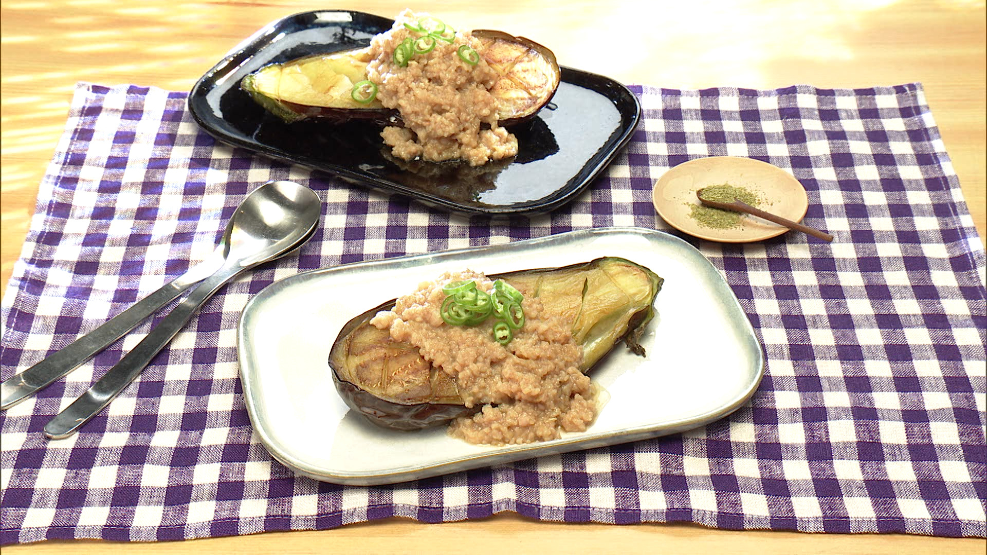 米なすの鶏みそ田楽