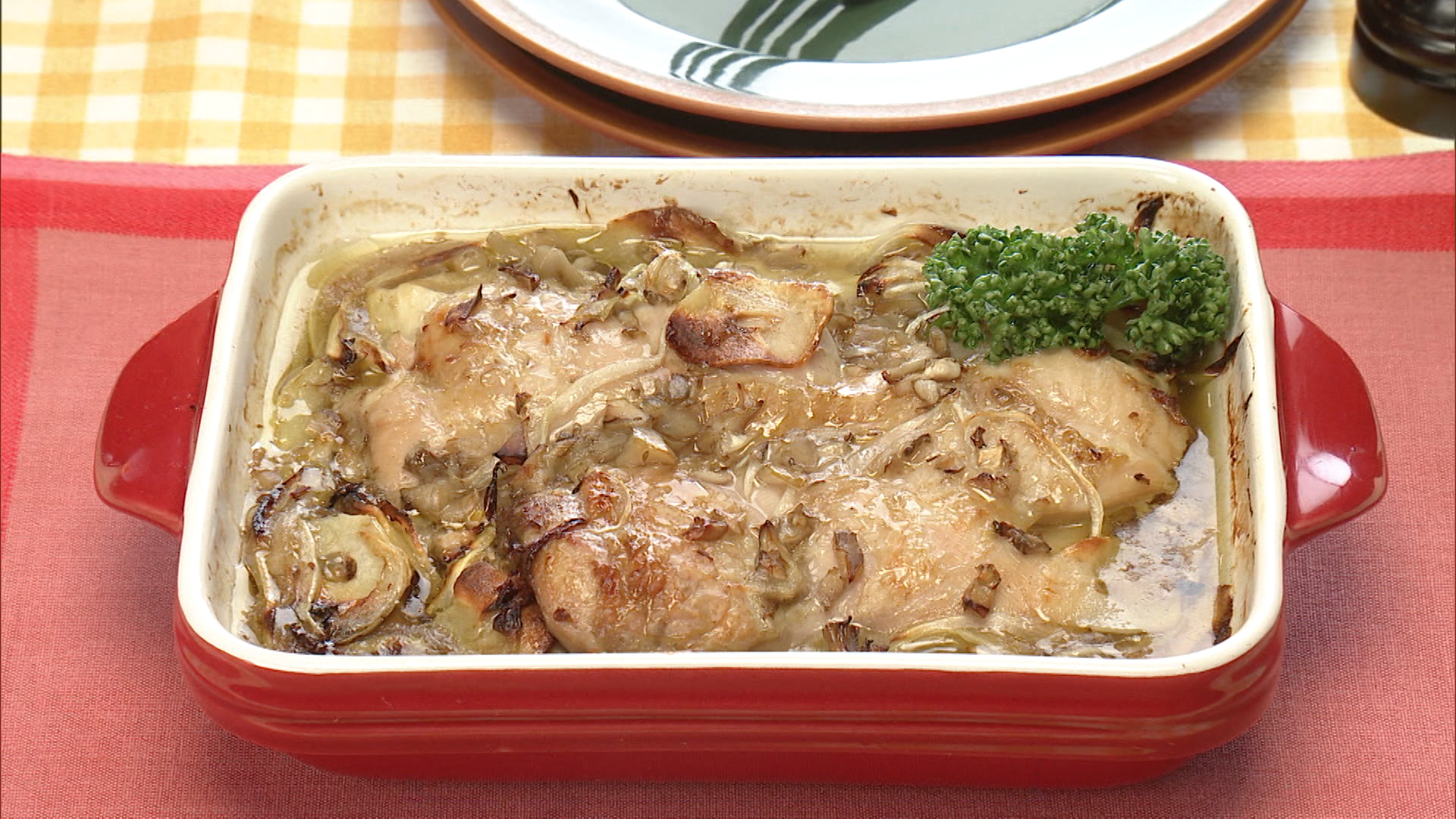 マリネチキンときのこのトースター焼き