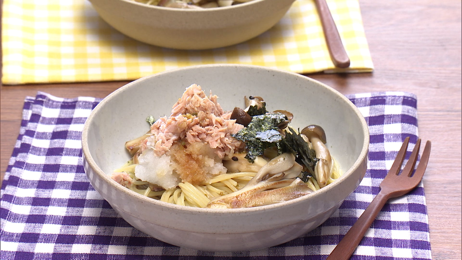 ツナと大根の和風きのこパスタ